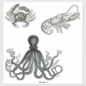 海洋生物の透明ビニールシール シール (シート)