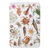 海洋生物イラストパターン バスマット (正面縦)
