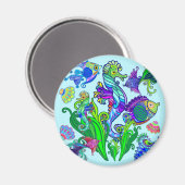 海洋生物エキゾチックな魚と海馬 マグネット (正面/裏面)