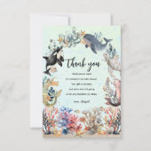 海洋生物ニュートラルなベビーシャワーの下 サンキューカード (正面)