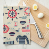 海洋生物パターン キッチンタオル (四つ折り)