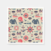 海洋生物パターン スタンダードカクテルナプキン (正面)