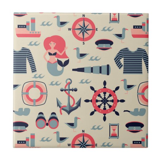 海洋生物パターン タイル (正面)