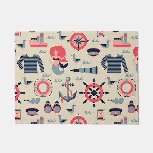 海洋生物パターン ドアマット (正面)