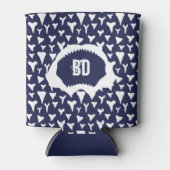 海洋生物学者サメ歯と顎骨モノグラム 缶クーラー (正面)