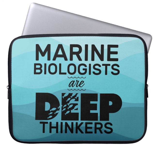 海洋生物学者タイポグラフィ ラップトップスリーブ (正面)