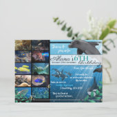 海洋生物水族館バースデーパーティ招待状 招待状 (スタンド正面)