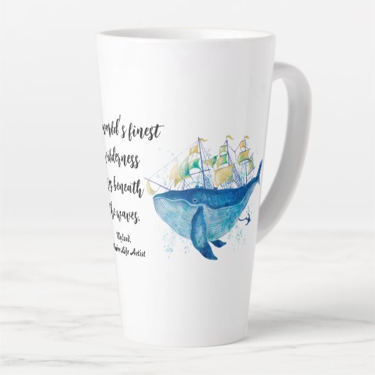 海洋生物。ウミガメとシロイルカ カフェラテマグ (右アングル)