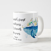 海洋生物。ウミガメとシロイルカ ジャンボコーヒーマグカップ (正面右)