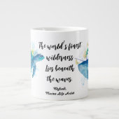 海洋生物。ウミガメとシロイルカ ジャンボコーヒーマグカップ (正面)