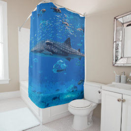 海洋生物。シャーク鯨マンタ線魚海 シャワーカーテン