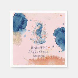 海洋生物 |シーホース赤ちゃんシャワー紙 スタンダードカクテルナプキン