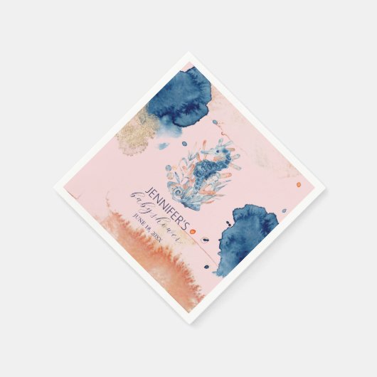 海洋生物 |シーホース赤ちゃんシャワー紙 スタンダードカクテルナプキン (角)