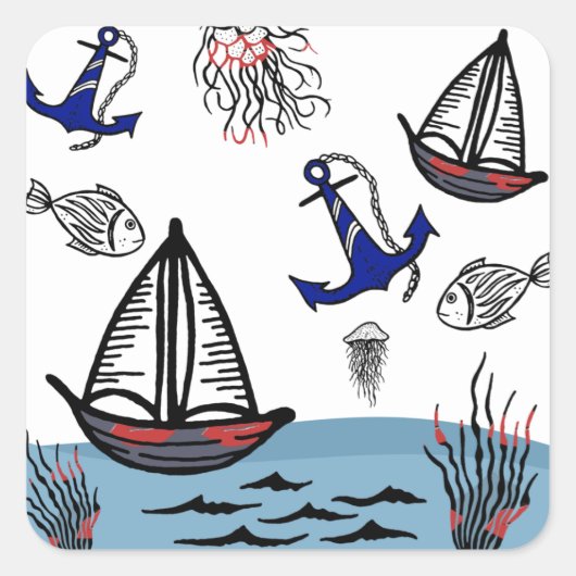 海洋生物 スクエアシール (正面)