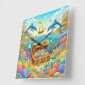 海洋生物 スクエア壁時計 (傾斜)