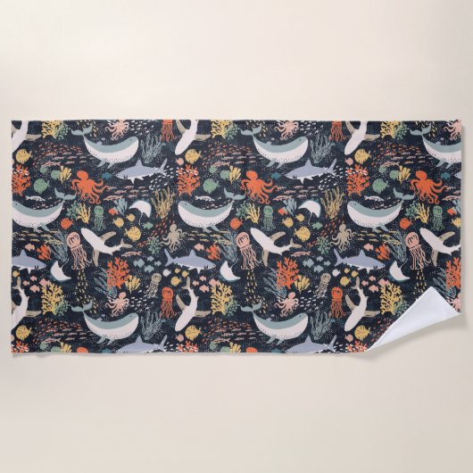 海洋生物 ビーチタオル (正面)