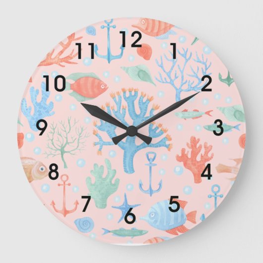 海洋生物 ラージ壁時計 (正面)