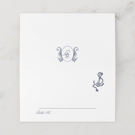 海洋航海のクラシック海軍結婚座席表 プレイスカード (外部開封)