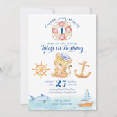 海洋航海の帆走テーマパステル水色 招待状 (正面)