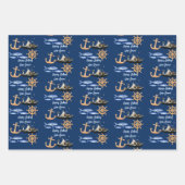 海洋航海の帆走テーマ男おじいちゃんパパ ラッピングペーパーシート (正面3)
