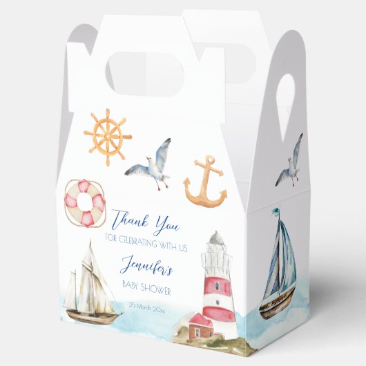 海洋航海の帆走テーマ男の子のシャワー フェイバーボックス (オープン)