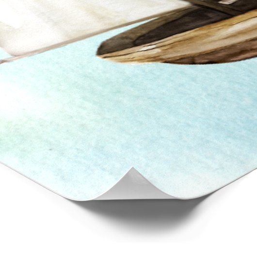 海洋航海の帆走テーマ男の子のシャワー ポスター (角)