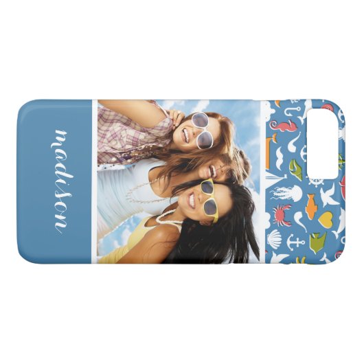 海洋記号パターン |写真と名前 Case-Mate iPhoneケース (裏面(横))