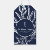 海洋魔法:青と白のサンゴとシーホース ギフトタグ (正面)