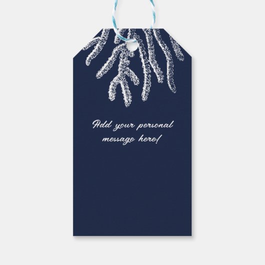 海洋魔法:青と白のサンゴとシーホース ギフトタグ (裏面)