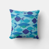 海洋魚の青い模様 クッション (正面)