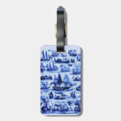 海洋、ヴィンテージ船、帆船、ネイビーブルー ラゲッジタグ (裏面縦)