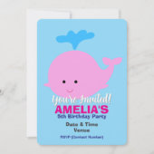 海洋/海/海テーマ誕生日，クジラ 招待状 (正面)