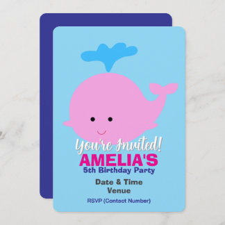 海洋/海/海テーマ誕生日，クジラ 招待状