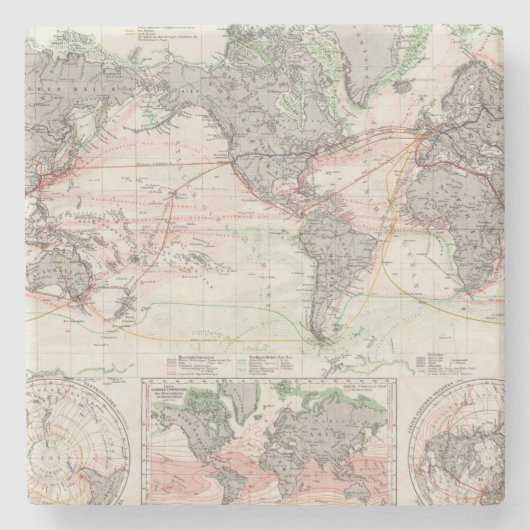 海流の世界地図 ストーンコースター (正面)