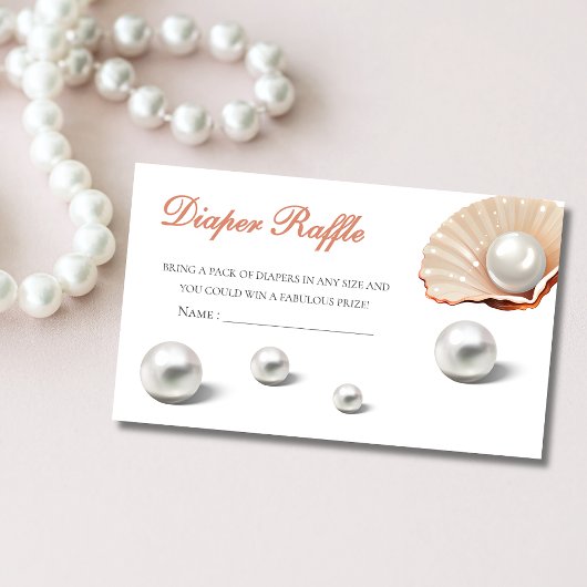 海海の下の小さな真珠の赤ちゃんシャワーおむつ エンクロージャーカード