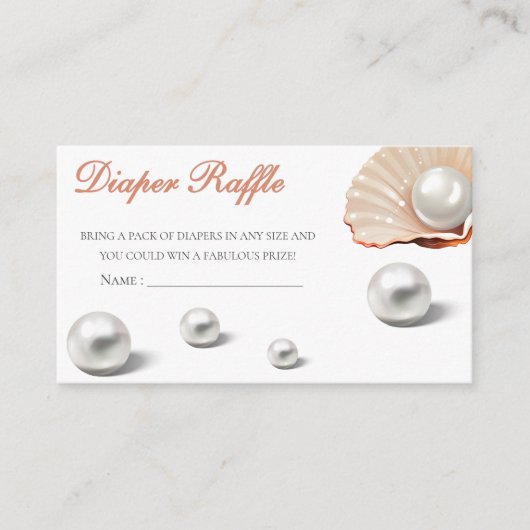 海海の下の小さな真珠の赤ちゃんシャワーおむつ エンクロージャーカード (正面)