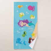 海海の友人かわいい漫画の人魚と宝 バスタオル (バスタオル)