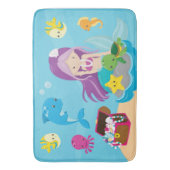 海海の友人かわいい漫画の人魚と宝 バスマット (正面縦)