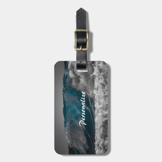 海海の波のパーソナライズ旅行 ラゲッジタグ (正面縦)