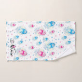 海海の生活がかわいいクラゲパーソナライズされたの子ども バスタオルセット (ハンドタオル)