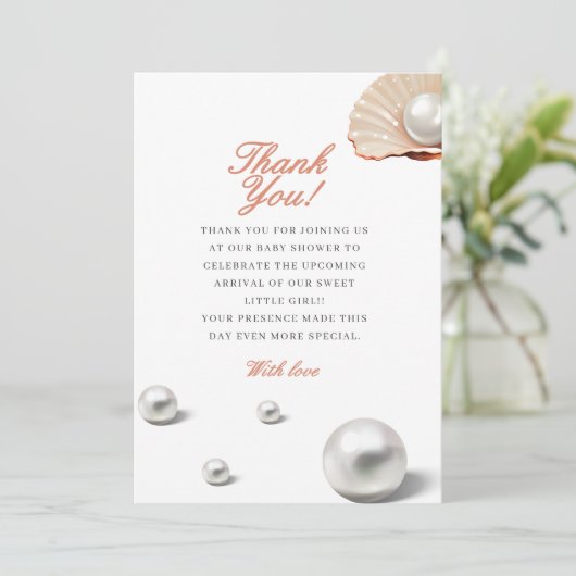 海海の赤ちゃんシャワーの下の小さな真珠 サンキューカード (スタンド正面)