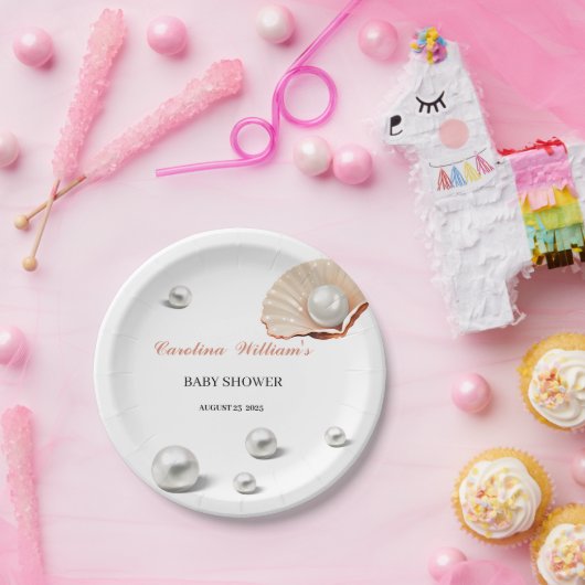 海海の赤ちゃんシャワーの下の小さな真珠 ペーパープレート (パーティー)