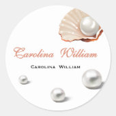 海海の赤ちゃんシャワーの下の小さな真珠 ラウンドシール (正面)