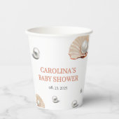 海海の赤ちゃんシャワーの下の小さな真珠 紙コップ (正面)