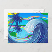 海海ビッグウェーブ水はがき ポストカード (正面/裏面)