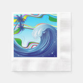 海海ビッグウェーブ水 縁ありカクテルナプキン (正面)