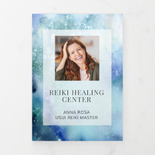 *~*海海ビーチ写真ロゴQR三折パンフレット 三つ折りカード