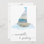 *~*海海ボートRSVP + QRビーチAR7結婚s 招待状 (正面/裏面)
