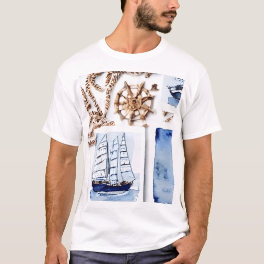 海海洋テーマパターン Tシャツ (正面)