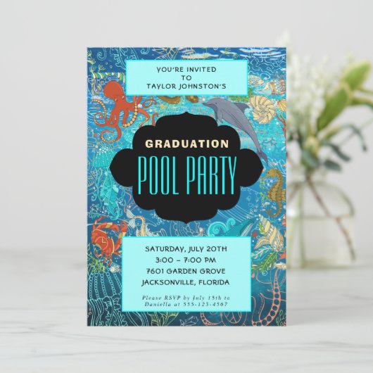 海海洋生物の卒業プールパーティー 招待状 (スタンド正面)